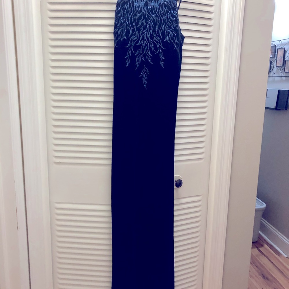 Long, navy blue dress, size small
